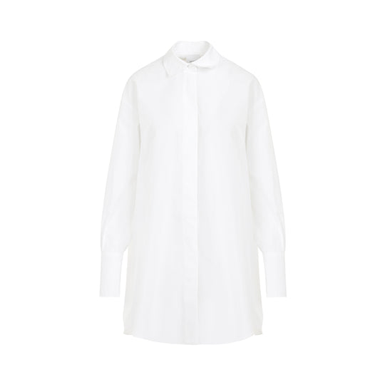White Cotton Mini Shirt Dress