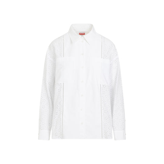 White Broderie Anglaise Cotton Shirt