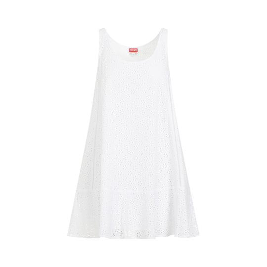 White Broderie Anglaise Cotton Mini Dress