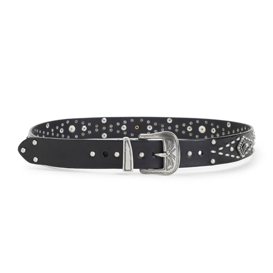 Black Cow Leather Studded Belt
