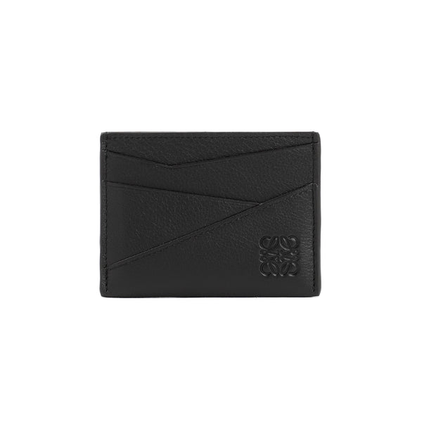 Black Leather Puzzle Edge Plain Cardholder