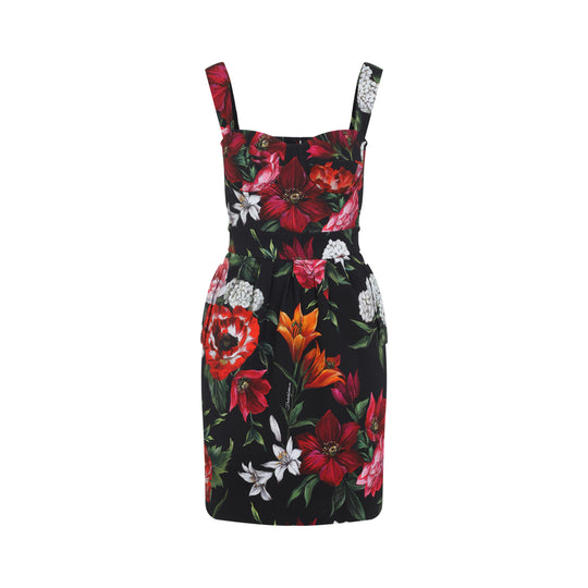 Multicolor Flower Cotton Midi Dress