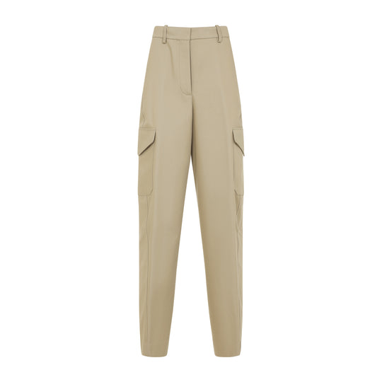 Beige Cotton And Wool Pants