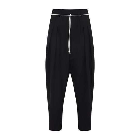 Black Virgin Wool Drawstring Pant