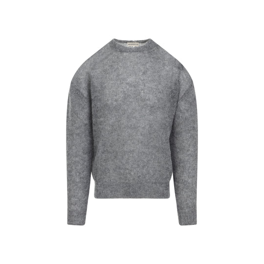 Grey Melange Mohair Crewneck Sweater
