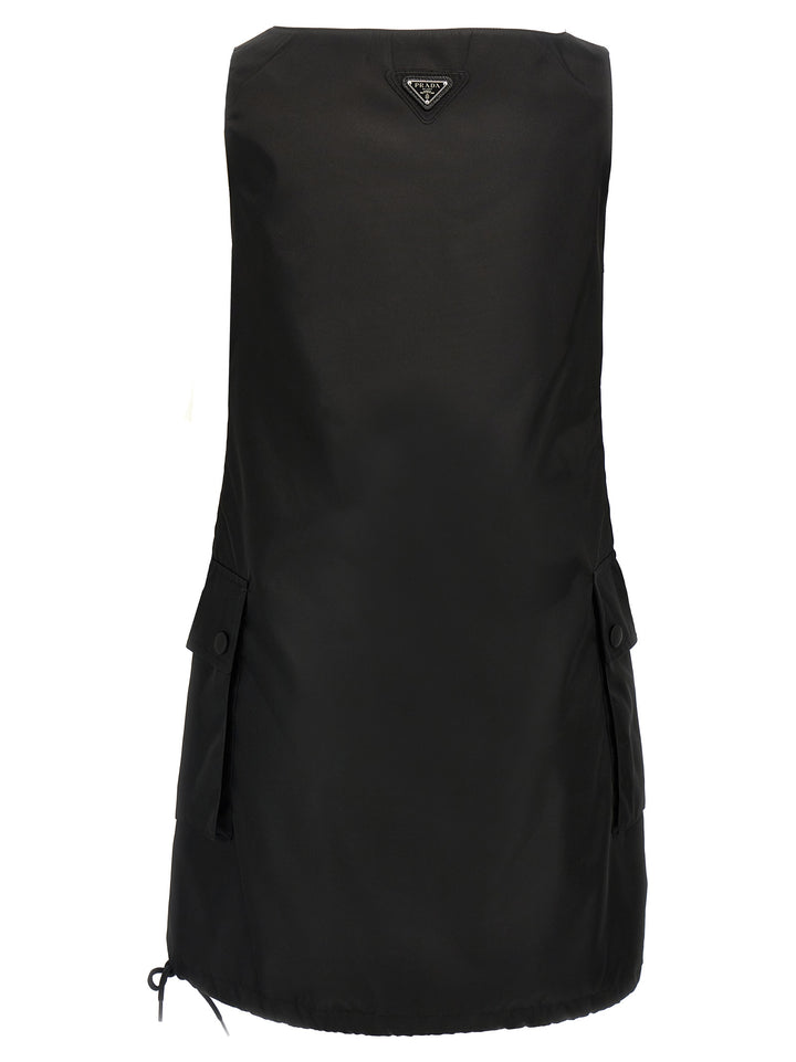 Prada Re-Nylon Mini Dress Abiti - Nero | aa3294b0be3662cceb0367198a769616efac60be