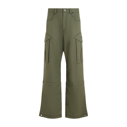 Army Green Cotton Straight Cargo Pant