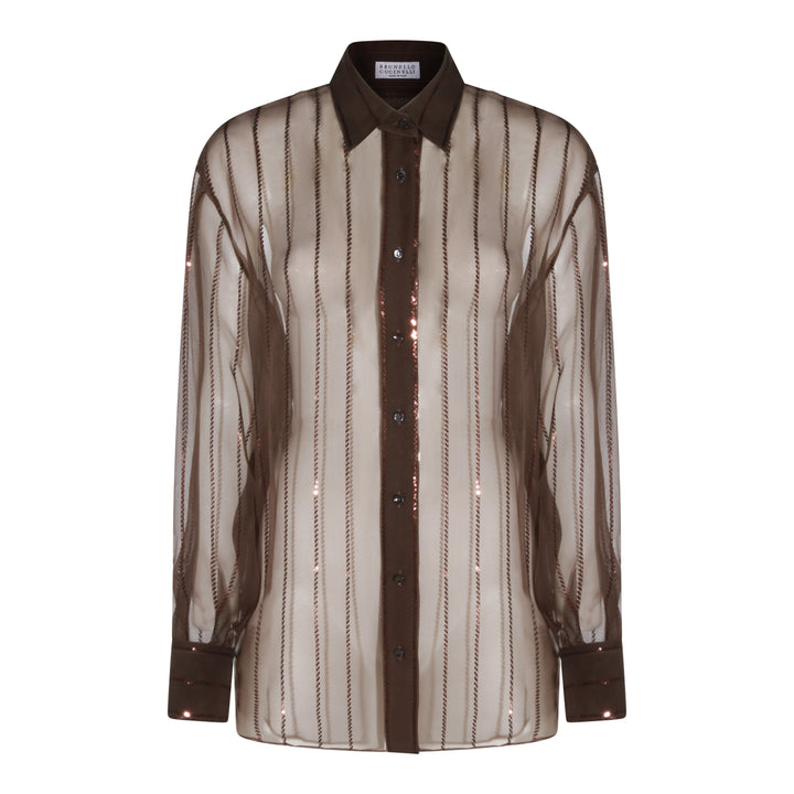 Brunello Cucinelli Shirts - DARK CHOCOLATE | 24f40e202229391e88b11f7ecb20b14d9ba07dac