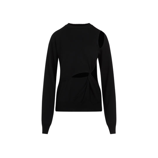 Black Holiday Cutout Virgin Wool Pullover
