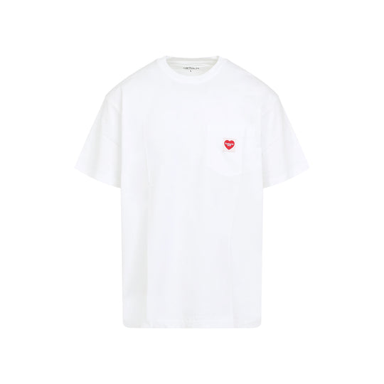 White Ss Pocket Heart Cotton T-Shirt