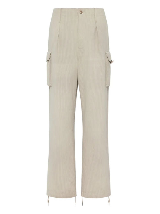 Pantaloni Cargo In Misto Cotone Con Motivo Gessato