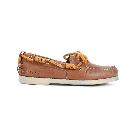 Tan Brown Cow Leather Boat Loafers