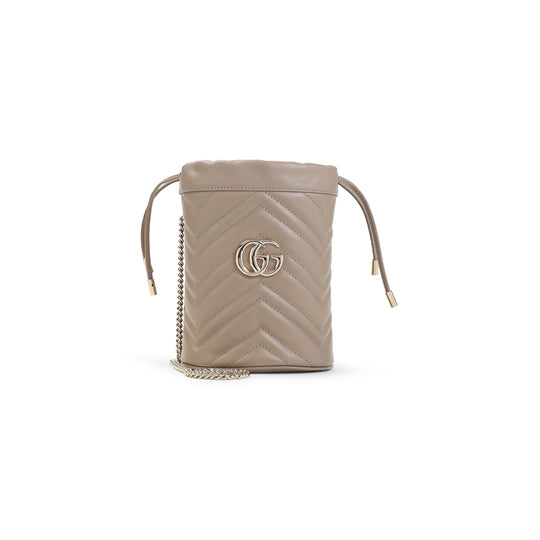 Beige Matelassé Leather Pouch