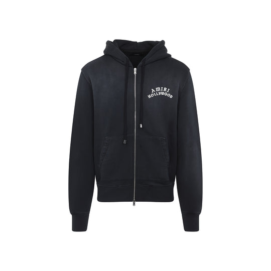 Black Cotton Hollywood Zip Hoodie