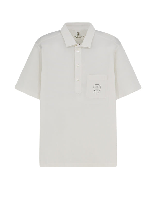 Virgin Wool Polo Shirt With Front Logo Patch