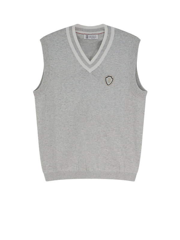 Cotton Vest With Front Logo Patch