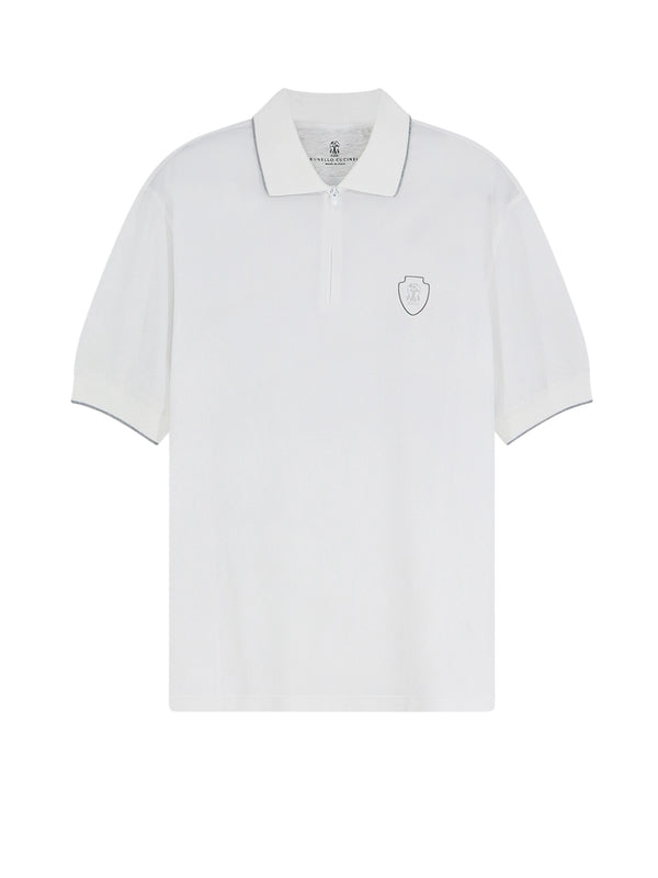 Technical Fabric Polo Shirt With Embroidered Logo On The Front