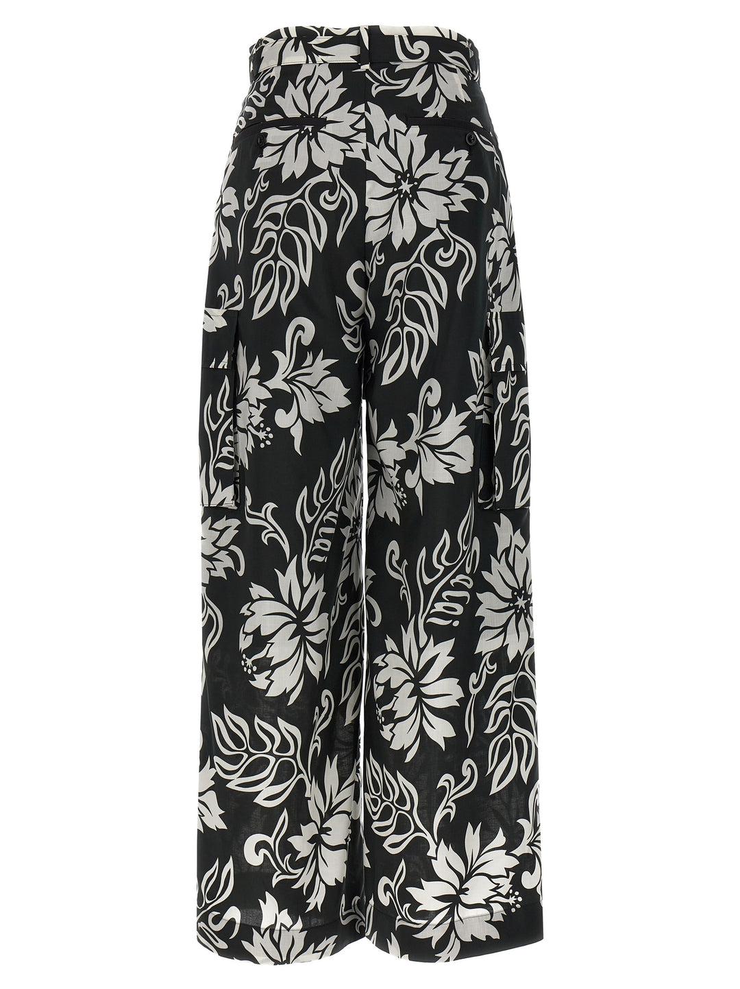 Sacai Floral Print Trousers Pantaloni - Bianco/Nero | 8a2dfb489c3537703e96d3f60f761227aa51f5bf