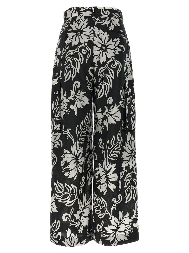 Sacai Floral Print Trousers Pantaloni - Bianco/Nero | 8a2dfb489c3537703e96d3f60f761227aa51f5bf