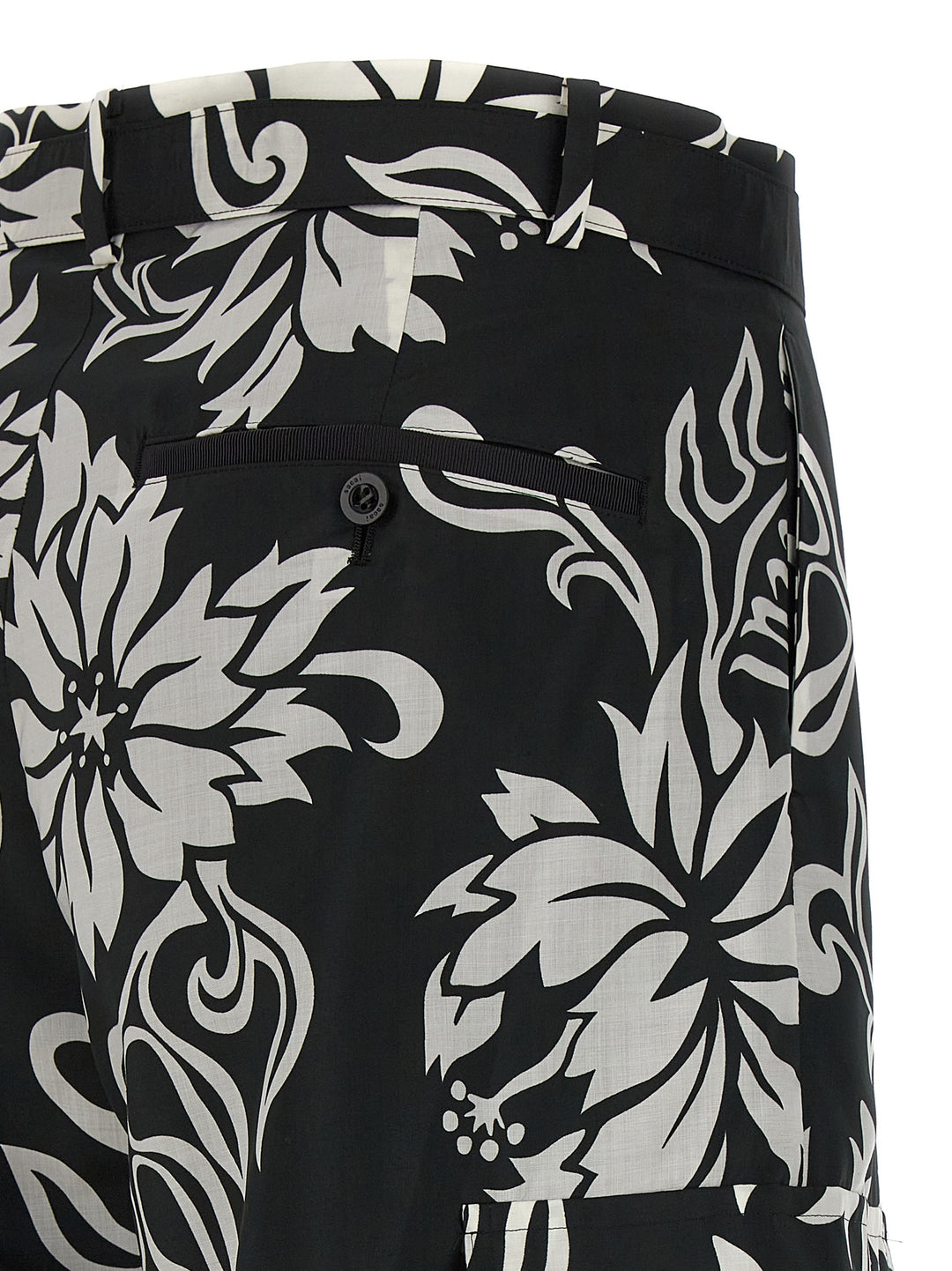 Sacai Floral Print Trousers Pantaloni - Bianco/Nero | 65307f0e0cb6978d6e7d6e9bb41f77ea919b6acf