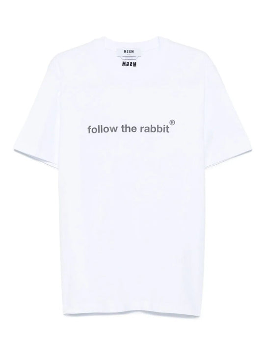 T-Shirt In Cotone Con Stampa Follow The Rabbit