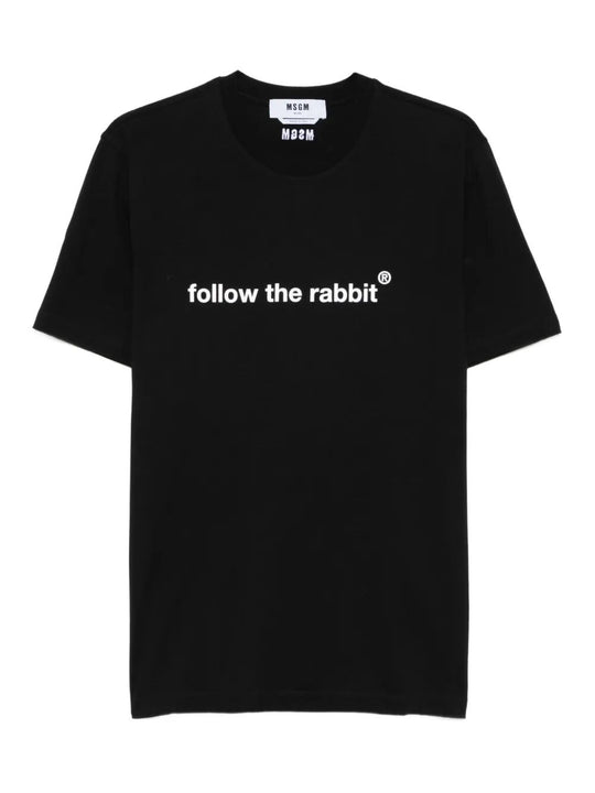 T-Shirt In Cotone Con Stampa Follow The Rabbit