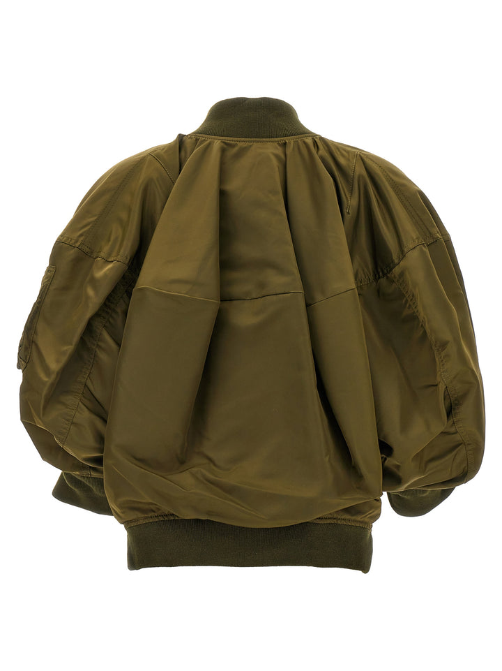 Nylon Cropped Bomber Jacket Giacche Verde