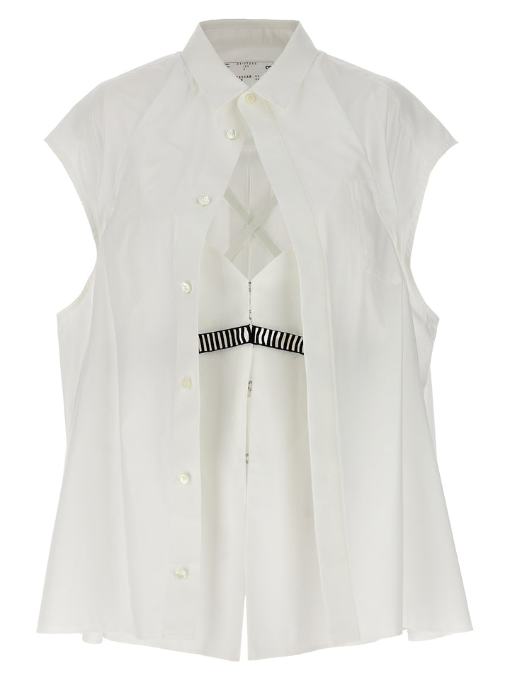 Sacai Overlay Shirt Camicie - Bianco | be517288e568feeb87159e08d0263912629aa118