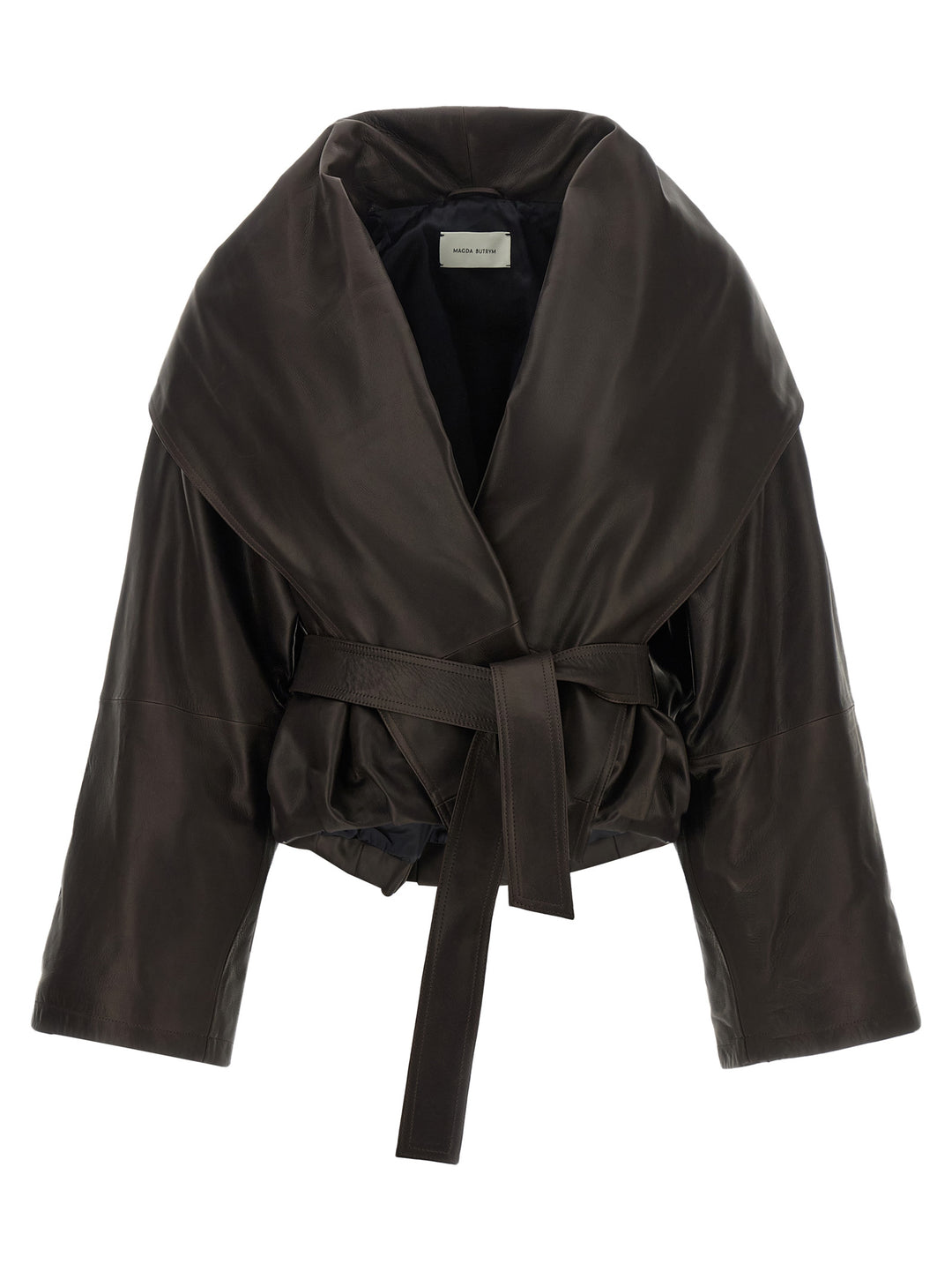 Magda Butrym Shawl Collar Leather Jacket Puffer Jackets - Marrone | 5c30f74d13ef7e06d9eb55d3b3c7b2890d2fe8eb
