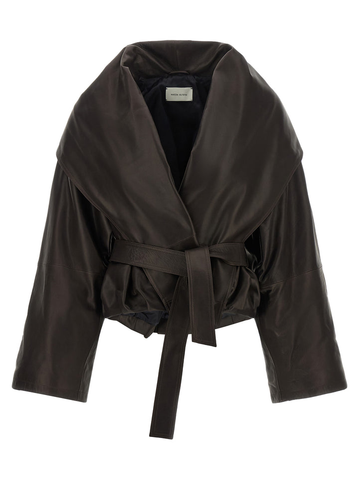 Magda Butrym Shawl Collar Leather Jacket Puffer Jackets - Marrone | 5c30f74d13ef7e06d9eb55d3b3c7b2890d2fe8eb