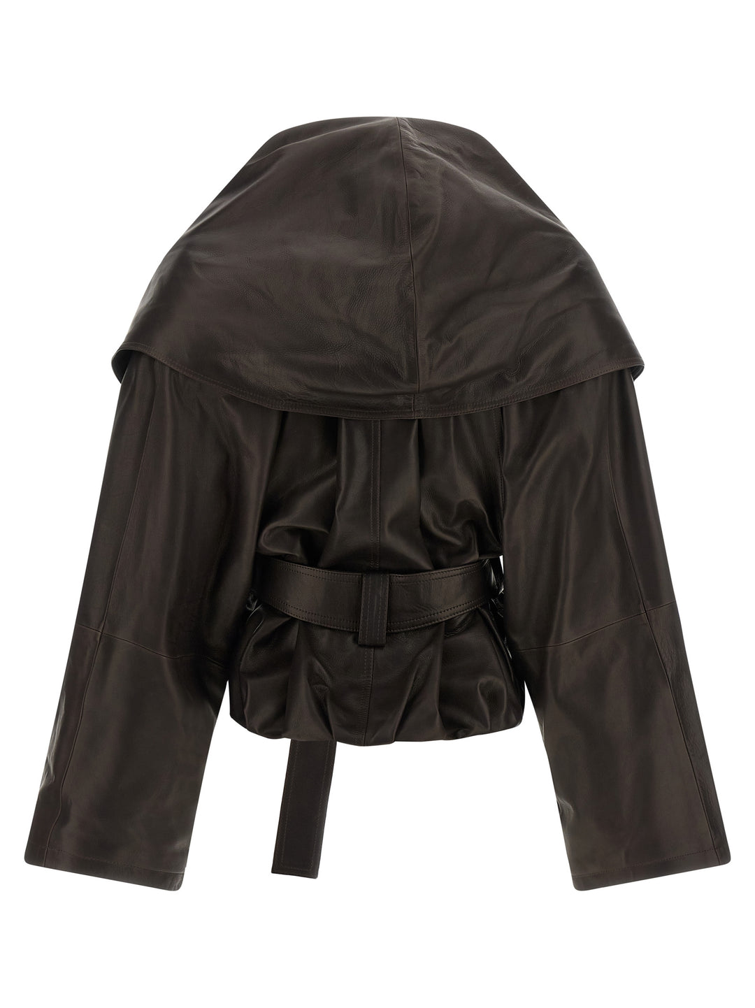 Magda Butrym Shawl Collar Leather Jacket Puffer Jackets - Marrone | ed52dc48141a2c3f7645fc371f1270fc0e539eca