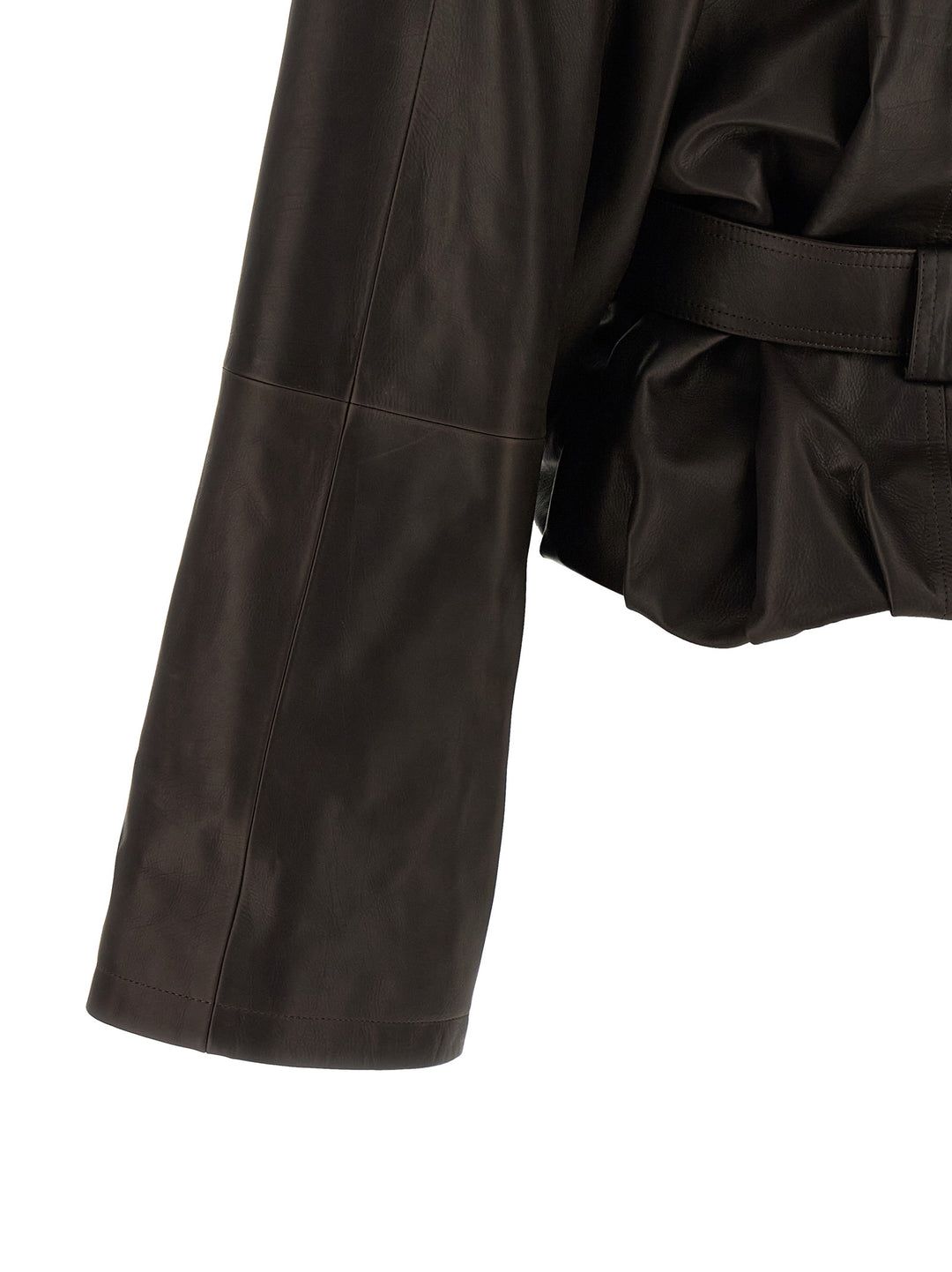 Magda Butrym Shawl Collar Leather Jacket Puffer Jackets - Marrone | d2e43037d0cf6d1a08f10b864048b358a73721b0