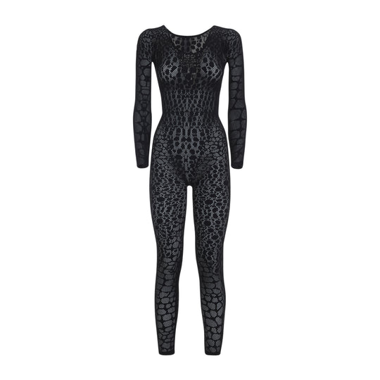 Black Reptile Net Polyamide Jumpsuit