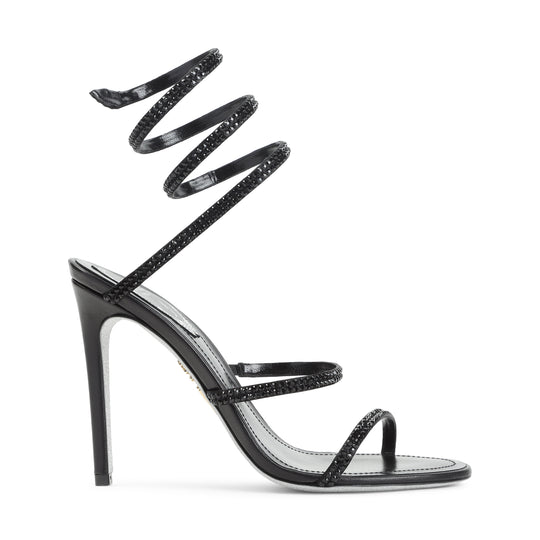 Black Satin Cleo Crystal Sandals