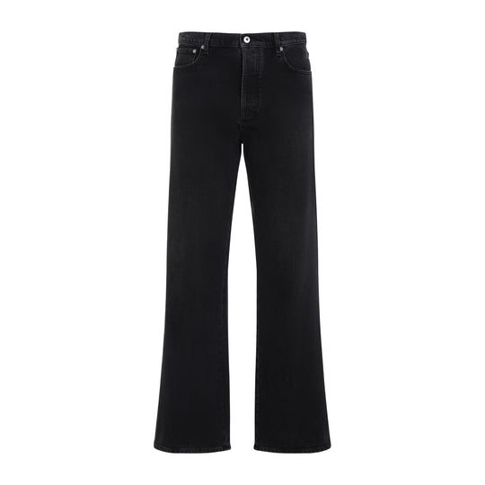 Black Diag Relaxed Cotton Jeans