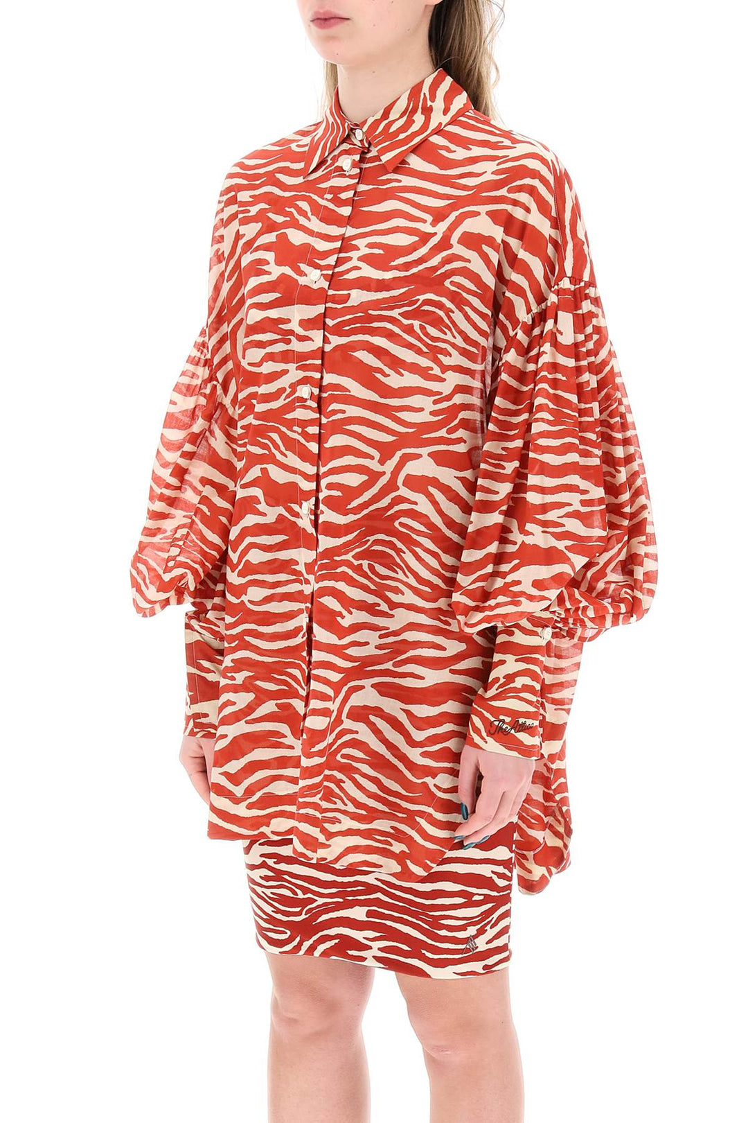 Camicia Oversize In Mussola Stampa Zebra
