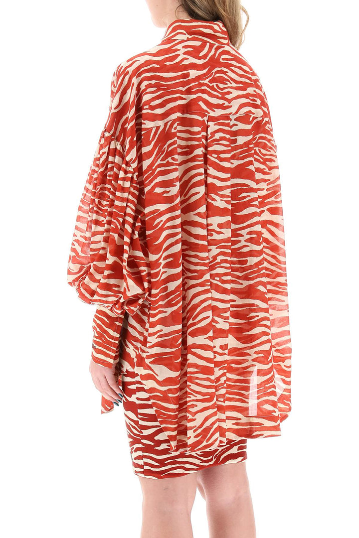 Camicia Oversize In Mussola Stampa Zebra