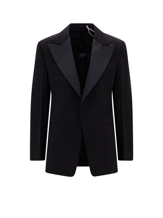 Wool Blazer With Satin Profiles