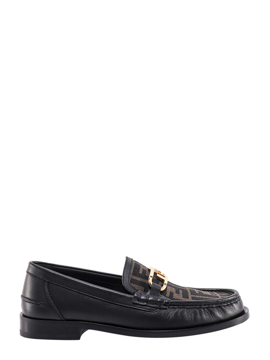 Leather Loafer With Ff Print Insert