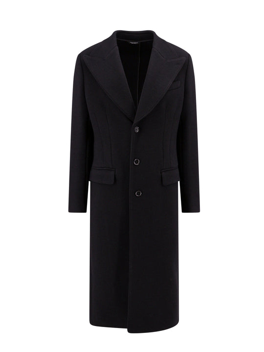 Virgin Wool Blend Flared Coat