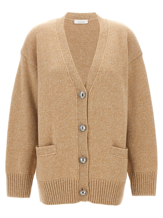 Logo Button Cardigan Maglioni Beige