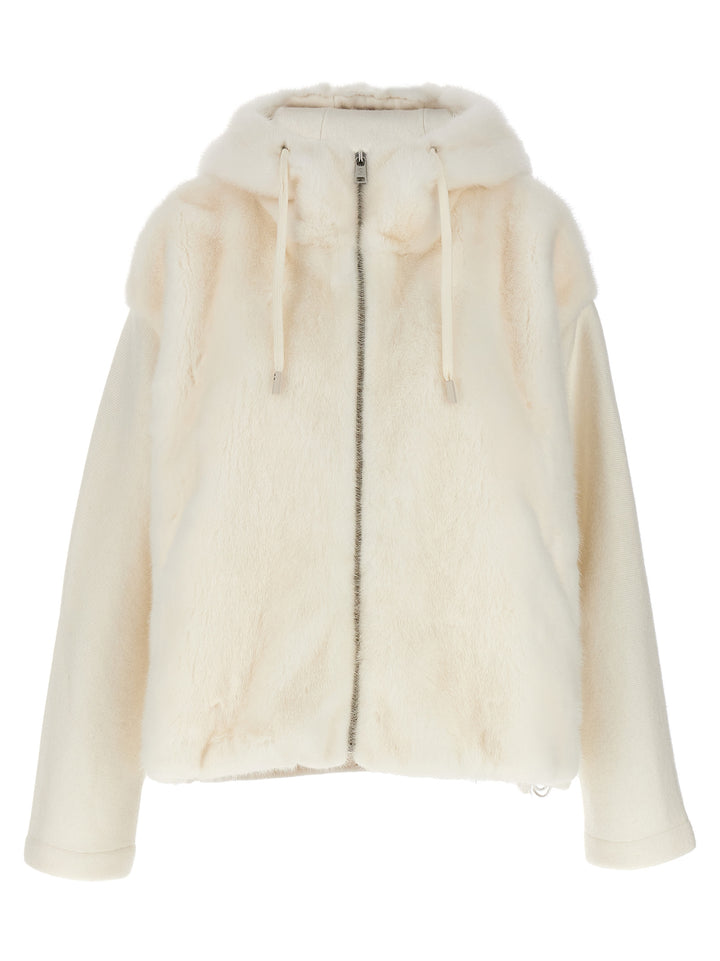 Hooded  Coat Pellicce Bianco
