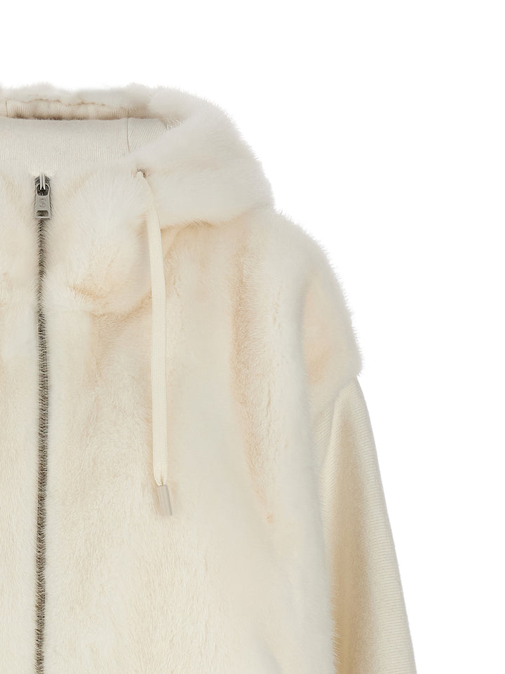 Hooded  Coat Pellicce Bianco