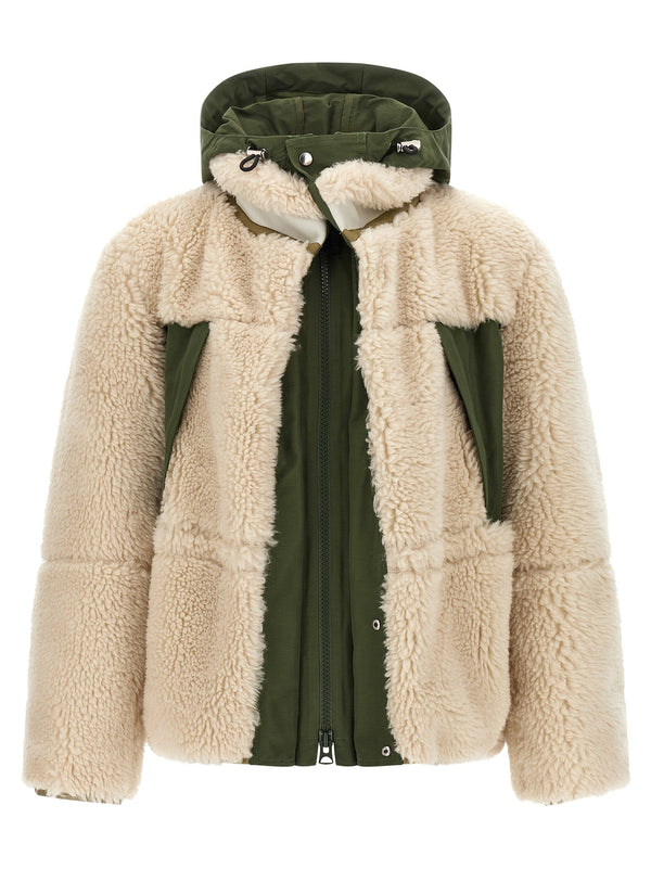 Faux Shearling Parka Puffer Jackets Multicolor
