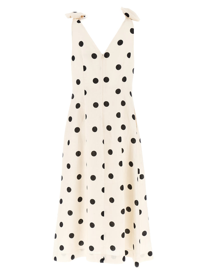 Zimmermann Crush V Neck Midi Abiti - Bianco/Nero | 94ed0a62ca1d07e4322c39a887abe333a21c8937