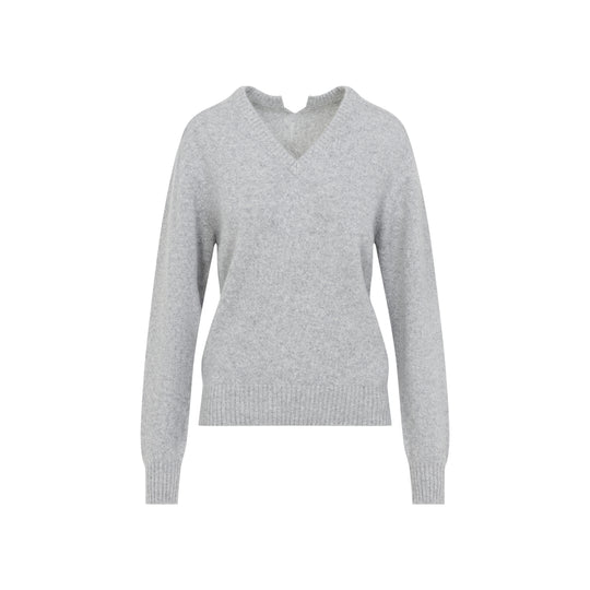Light Grey V-Neck Cashmere Pullover
