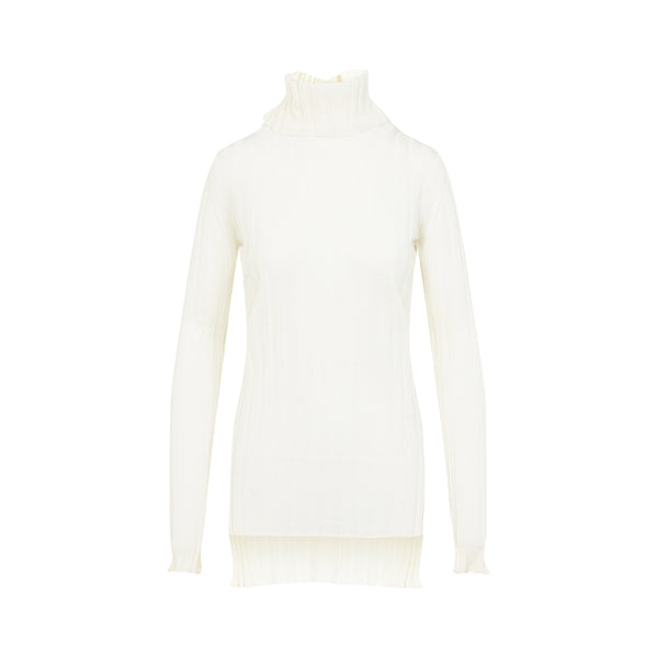Ecru Turtle Neck Underpinning Wool Pullover
