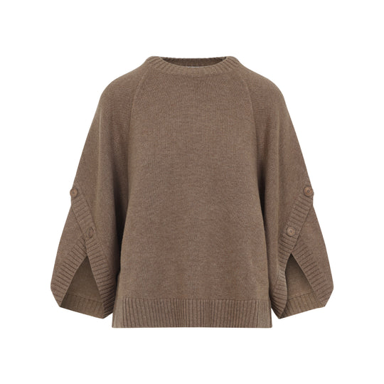 Brown Virgin Wool Ampex Botton Sweater
