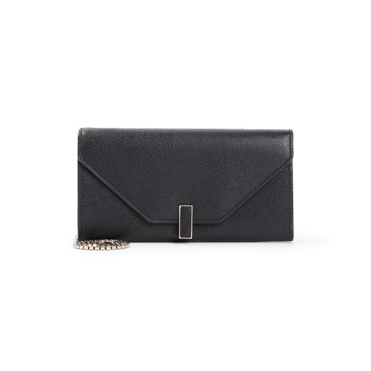 Black On Chain Calf Leather Wallet