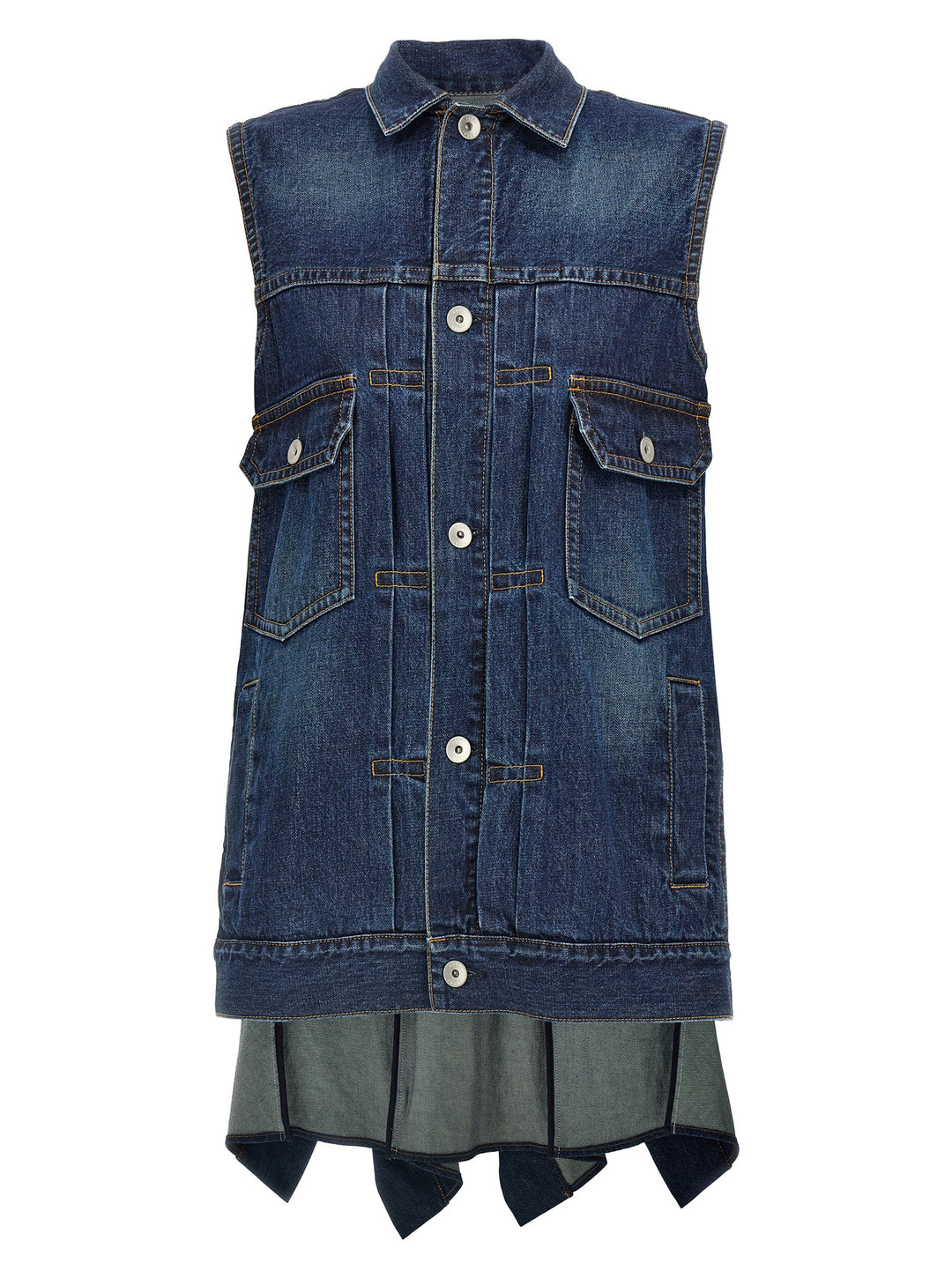 Sacai Ruffled Denim Dress Abiti - Blu | fa6d5bb90d466d23ab57a29501a26064600180cf